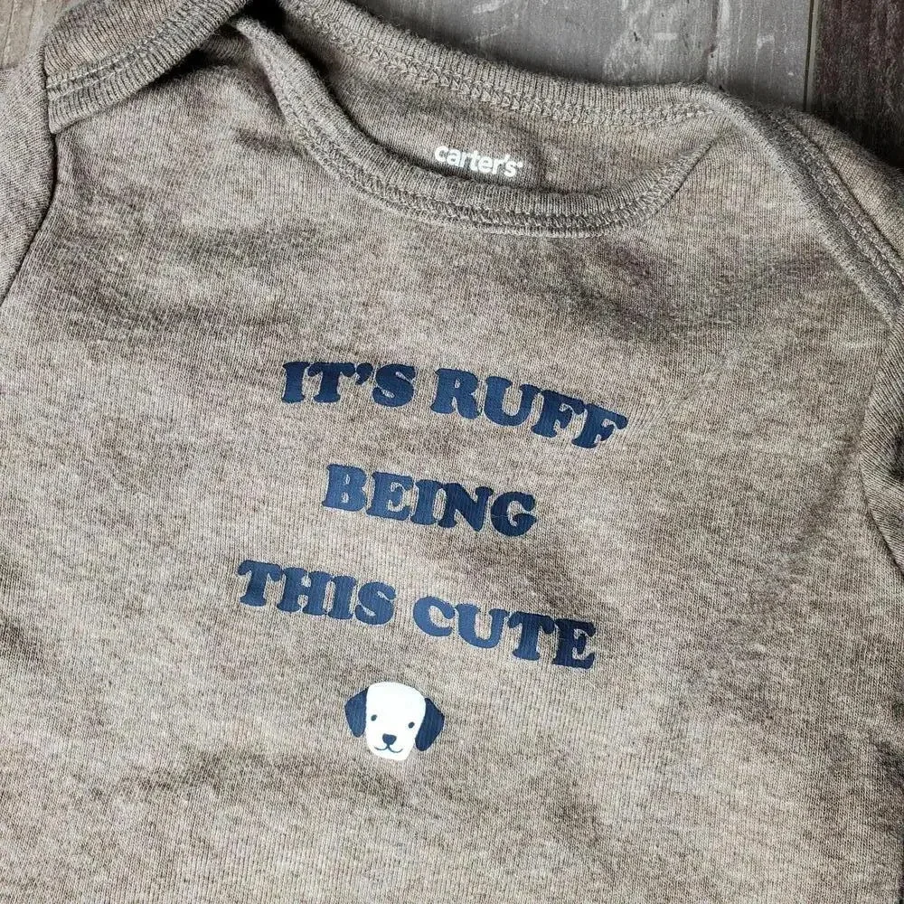 Carter's Size 12m Baby Boy Brown One Piece Bodysuit Dog 100% Cotton NWOT